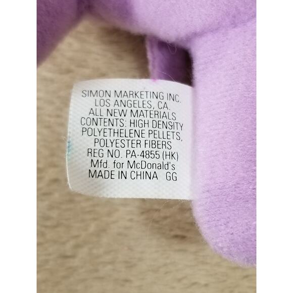 TY Beanie Babies Happy Hippo 1993 Lavender Stuffed Animal Plush Toy 6 1/4" Vtg - Picture 9 of 10